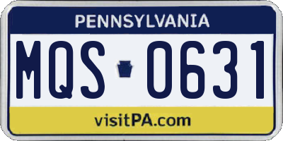 PA license plate MQS0631