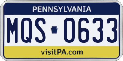 PA license plate MQS0633