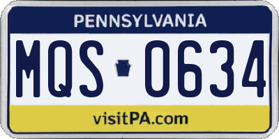 PA license plate MQS0634