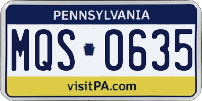 PA license plate MQS0635