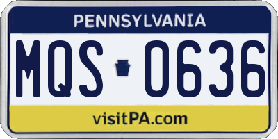 PA license plate MQS0636