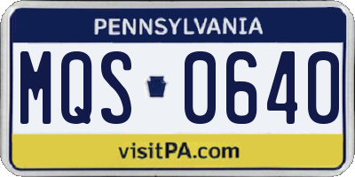 PA license plate MQS0640