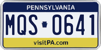 PA license plate MQS0641