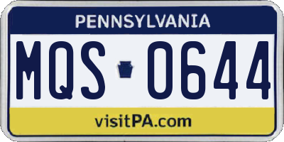 PA license plate MQS0644