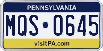 PA license plate MQS0645