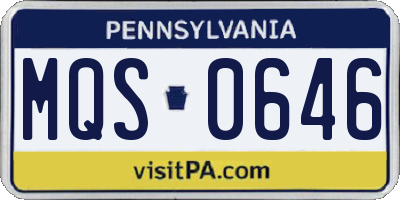 PA license plate MQS0646
