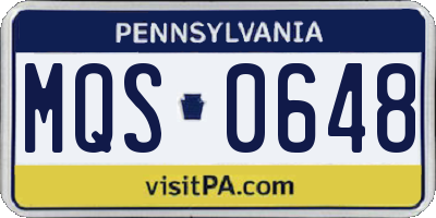 PA license plate MQS0648