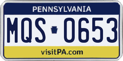 PA license plate MQS0653