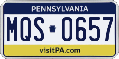 PA license plate MQS0657