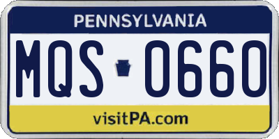 PA license plate MQS0660