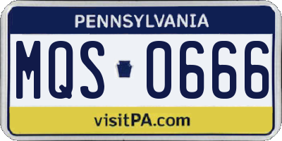 PA license plate MQS0666