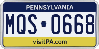 PA license plate MQS0668