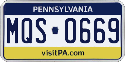 PA license plate MQS0669