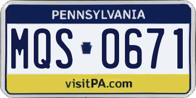 PA license plate MQS0671