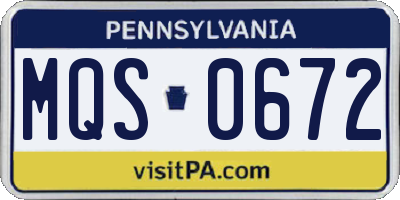 PA license plate MQS0672