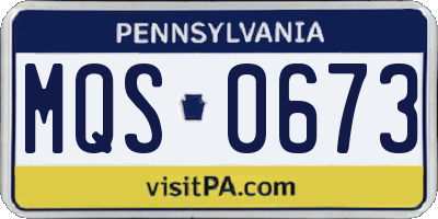 PA license plate MQS0673