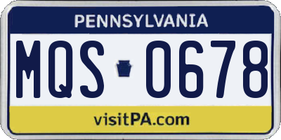PA license plate MQS0678