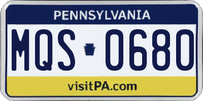 PA license plate MQS0680