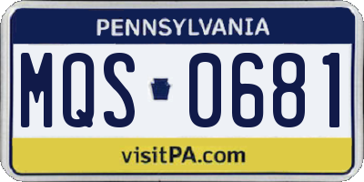PA license plate MQS0681
