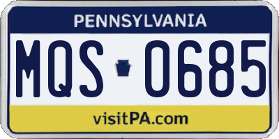 PA license plate MQS0685