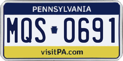 PA license plate MQS0691