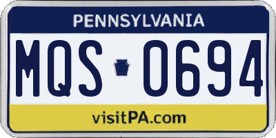 PA license plate MQS0694