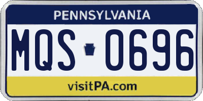 PA license plate MQS0696