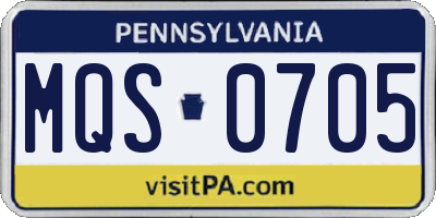 PA license plate MQS0705