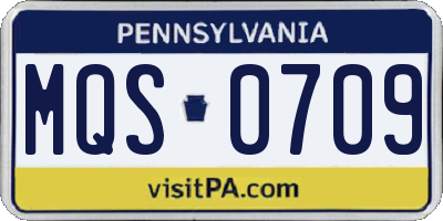 PA license plate MQS0709