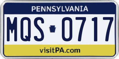 PA license plate MQS0717