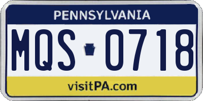 PA license plate MQS0718