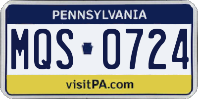 PA license plate MQS0724