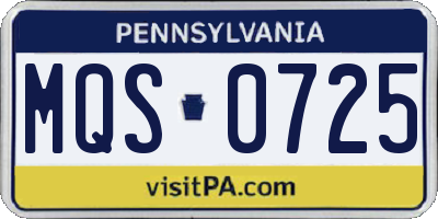 PA license plate MQS0725