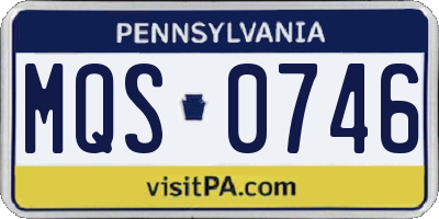 PA license plate MQS0746