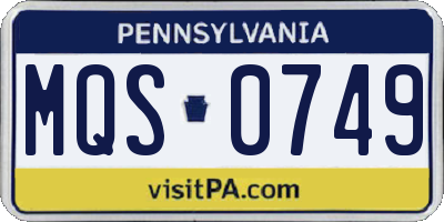 PA license plate MQS0749