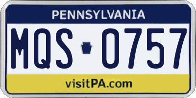 PA license plate MQS0757