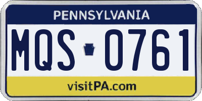 PA license plate MQS0761