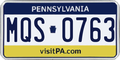 PA license plate MQS0763