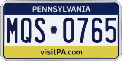 PA license plate MQS0765