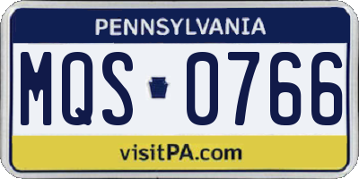 PA license plate MQS0766