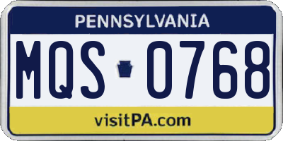 PA license plate MQS0768