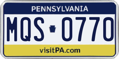 PA license plate MQS0770