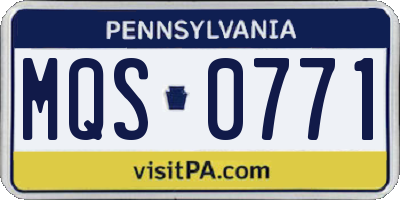 PA license plate MQS0771