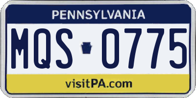 PA license plate MQS0775