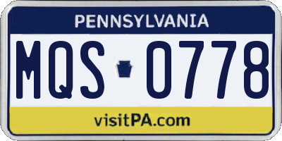 PA license plate MQS0778