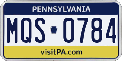 PA license plate MQS0784