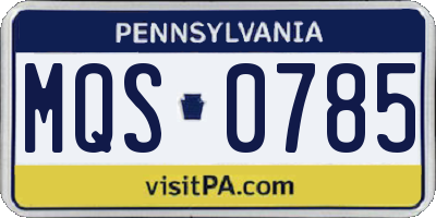 PA license plate MQS0785