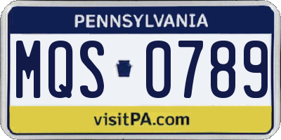 PA license plate MQS0789