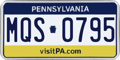 PA license plate MQS0795