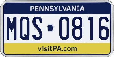 PA license plate MQS0816